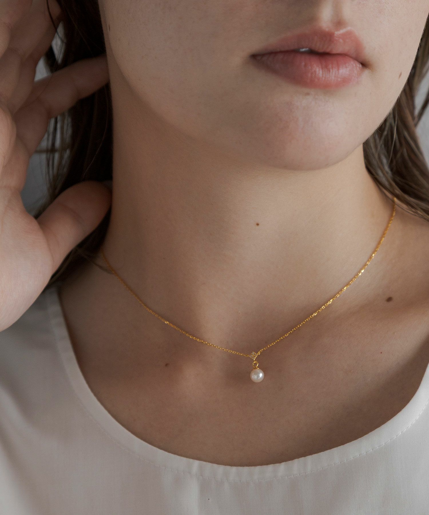 [SV925]キャトルビジューアコヤパールネックレス