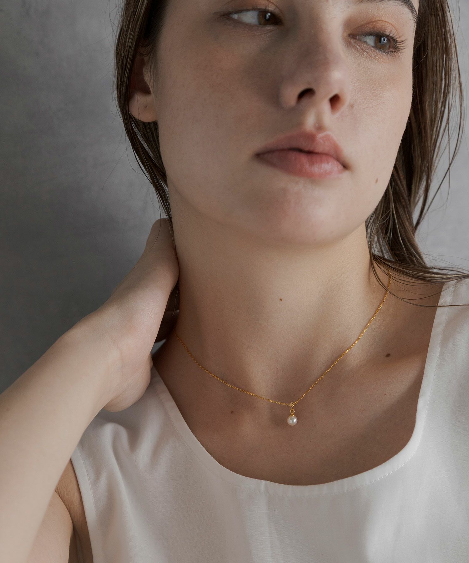 [SV925]キャトルビジューアコヤパールネックレス