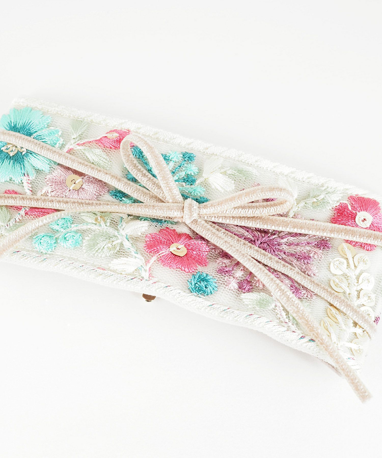 レトロ刺繍フラワーフック付きシュフィー【Zoule】