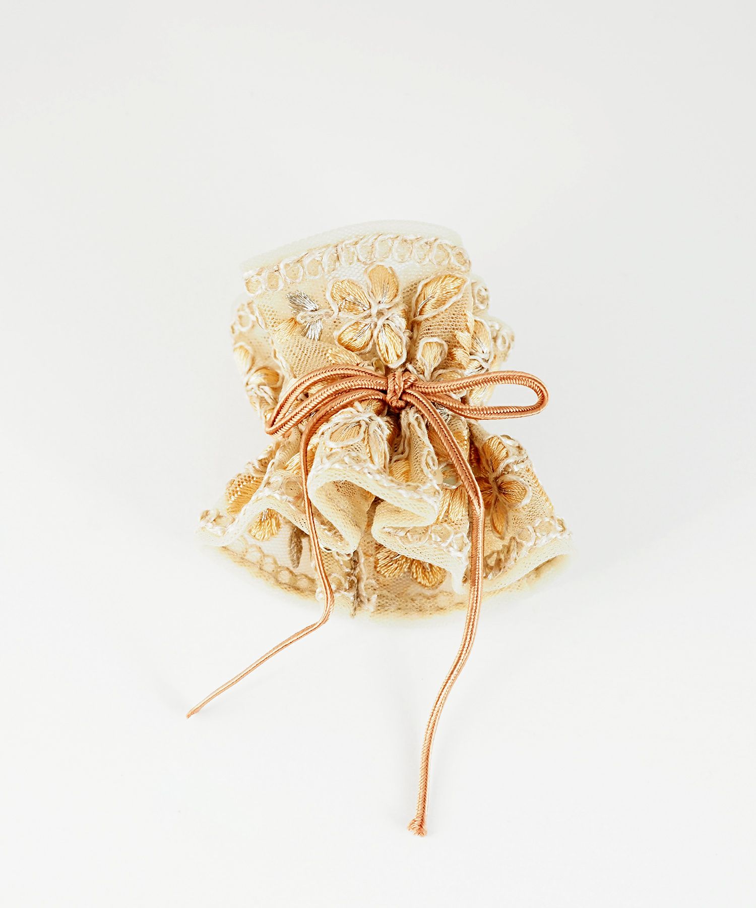 フリル刺繍フラワーフック付きシュフィー【Zoule】