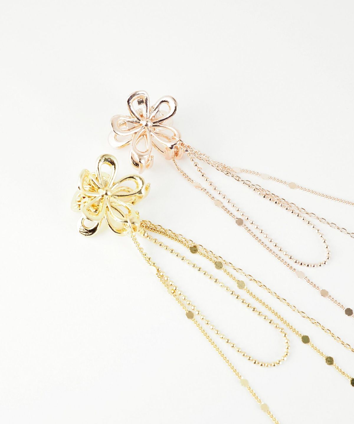 メタルフラワーチェーン付きミニクリップ2Pセット