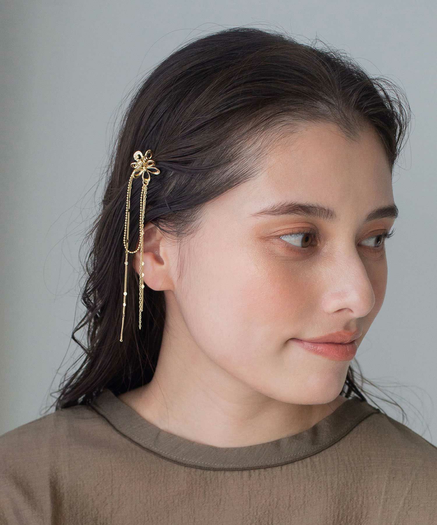 メタルフラワーチェーン付きミニクリップ2Pセット