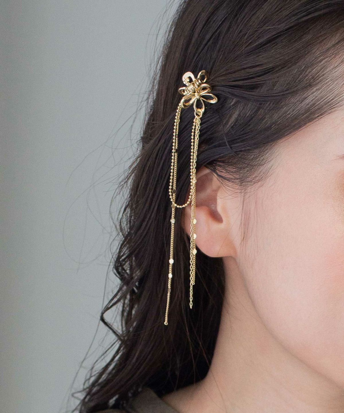 メタルフラワーチェーン付きミニクリップ2Pセット