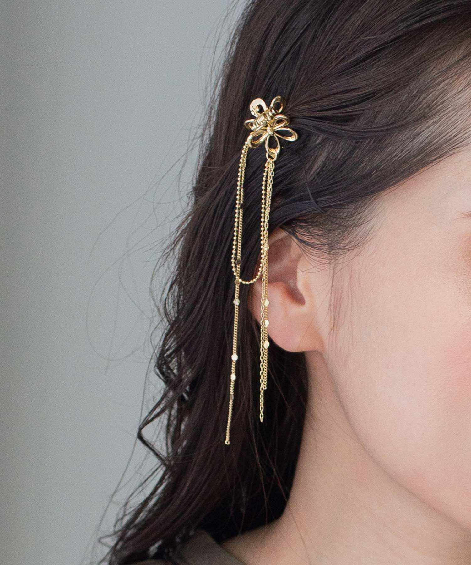 メタルフラワーチェーン付きミニクリップ2Pセット