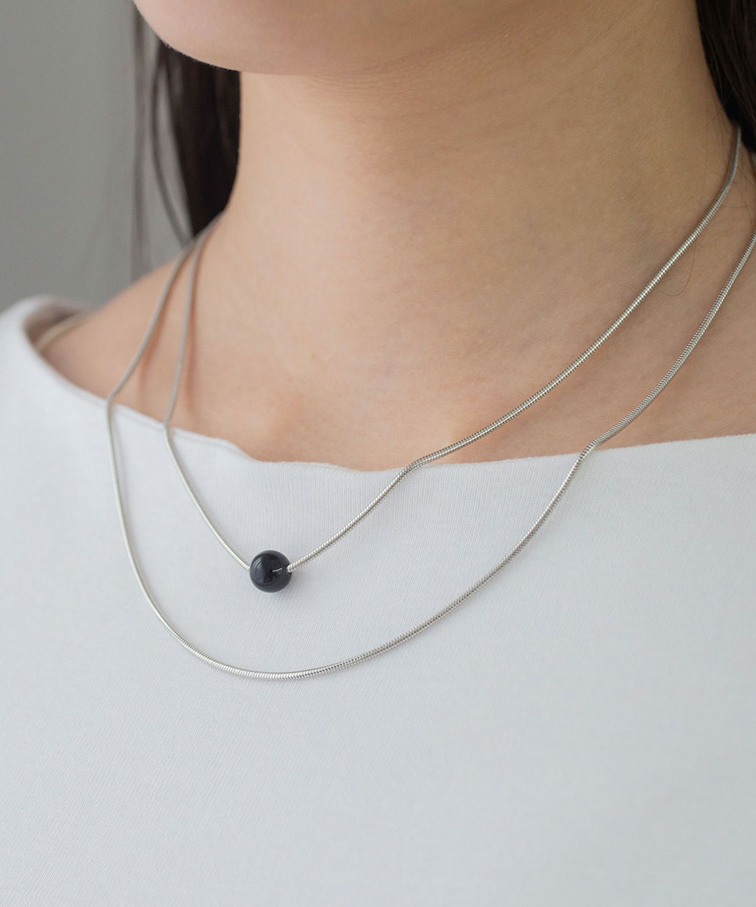 ストーン2連ショートネックレス【MUK blossom stone】