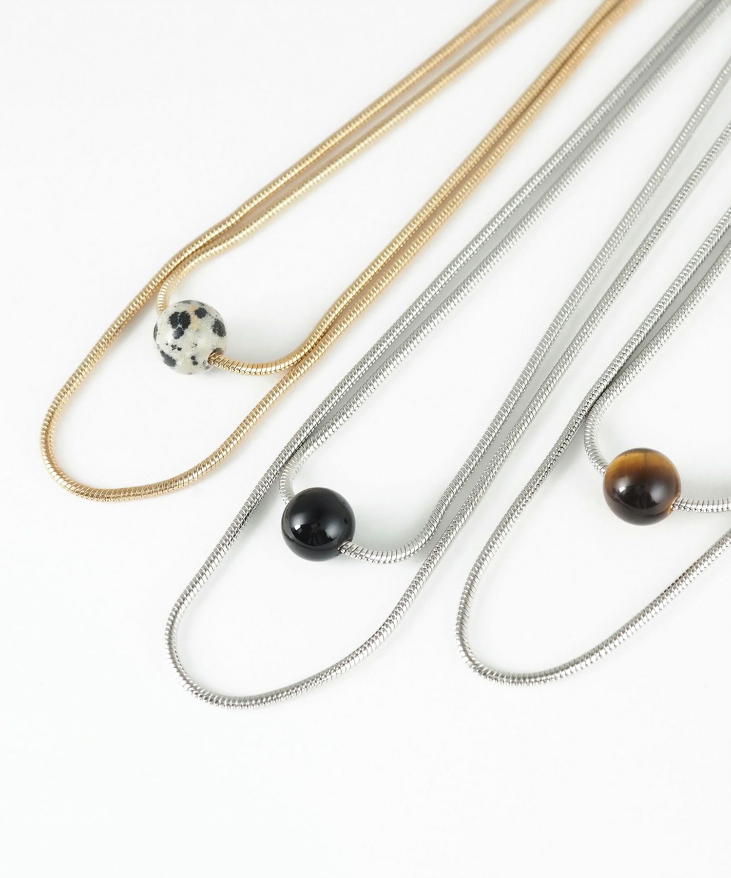 ストーン2連ショートネックレス【MUK blossom stone】