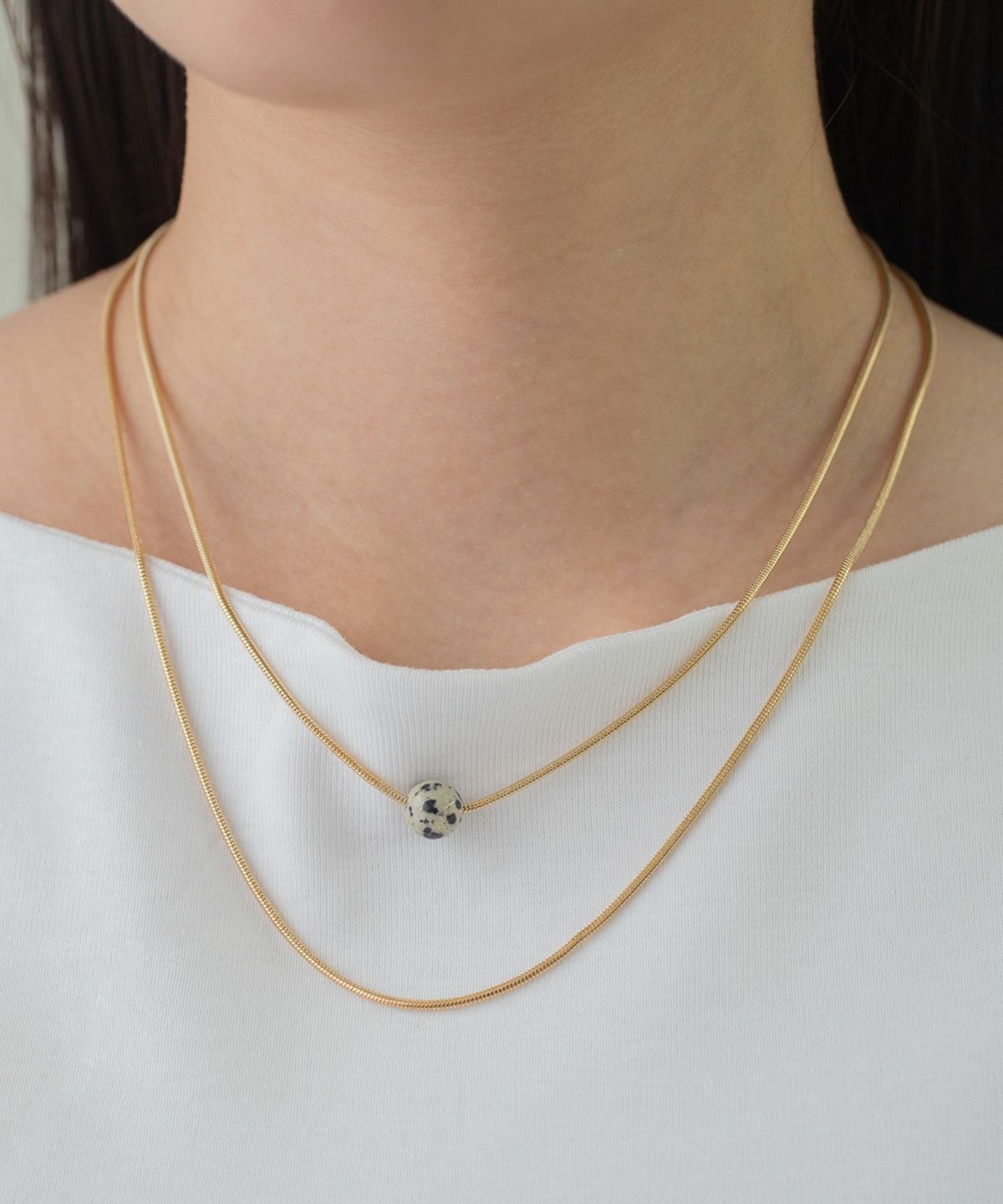 ストーン2連ショートネックレス【MUK blossom stone】