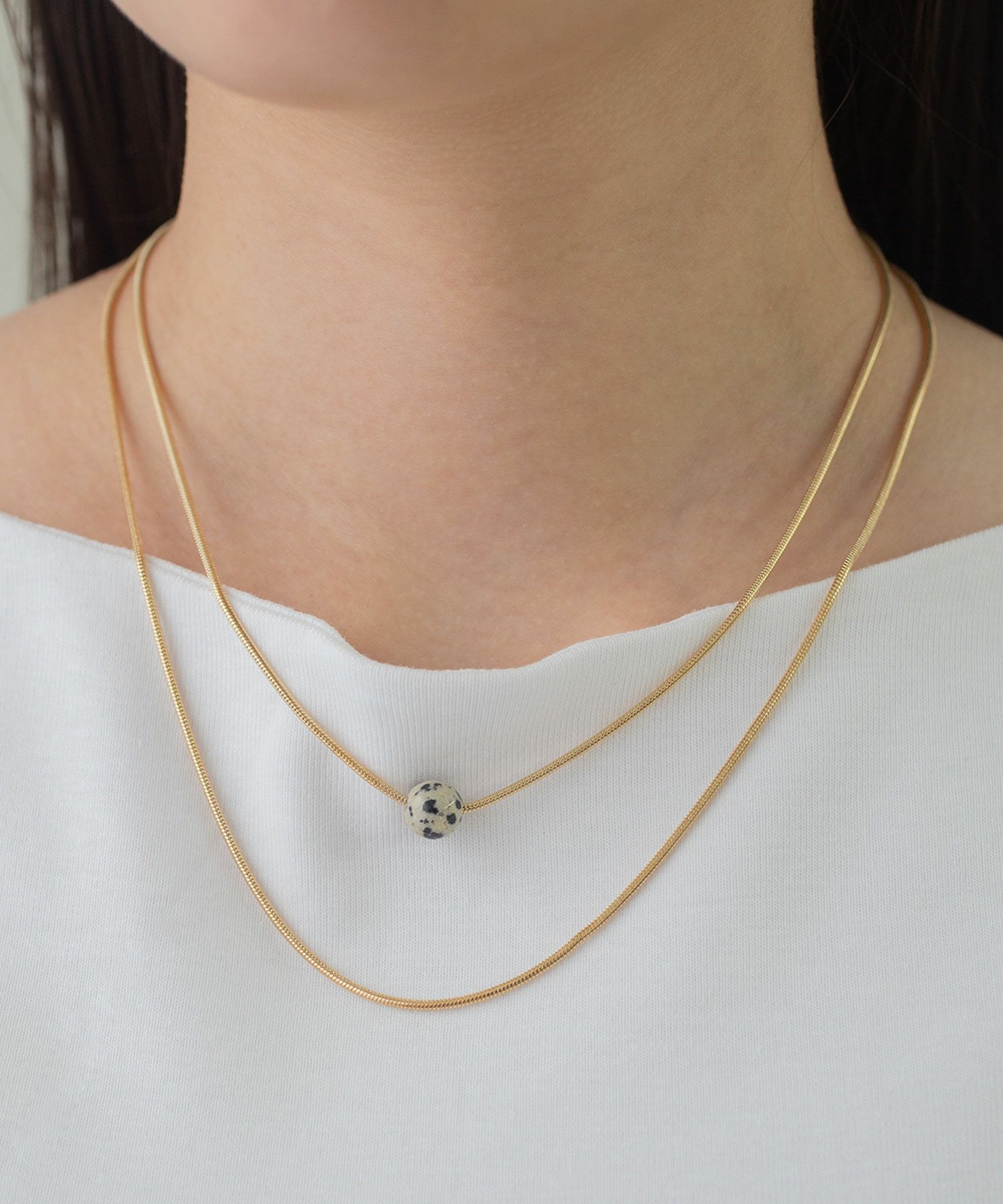 ストーン2連ショートネックレス【MUK blossom stone】