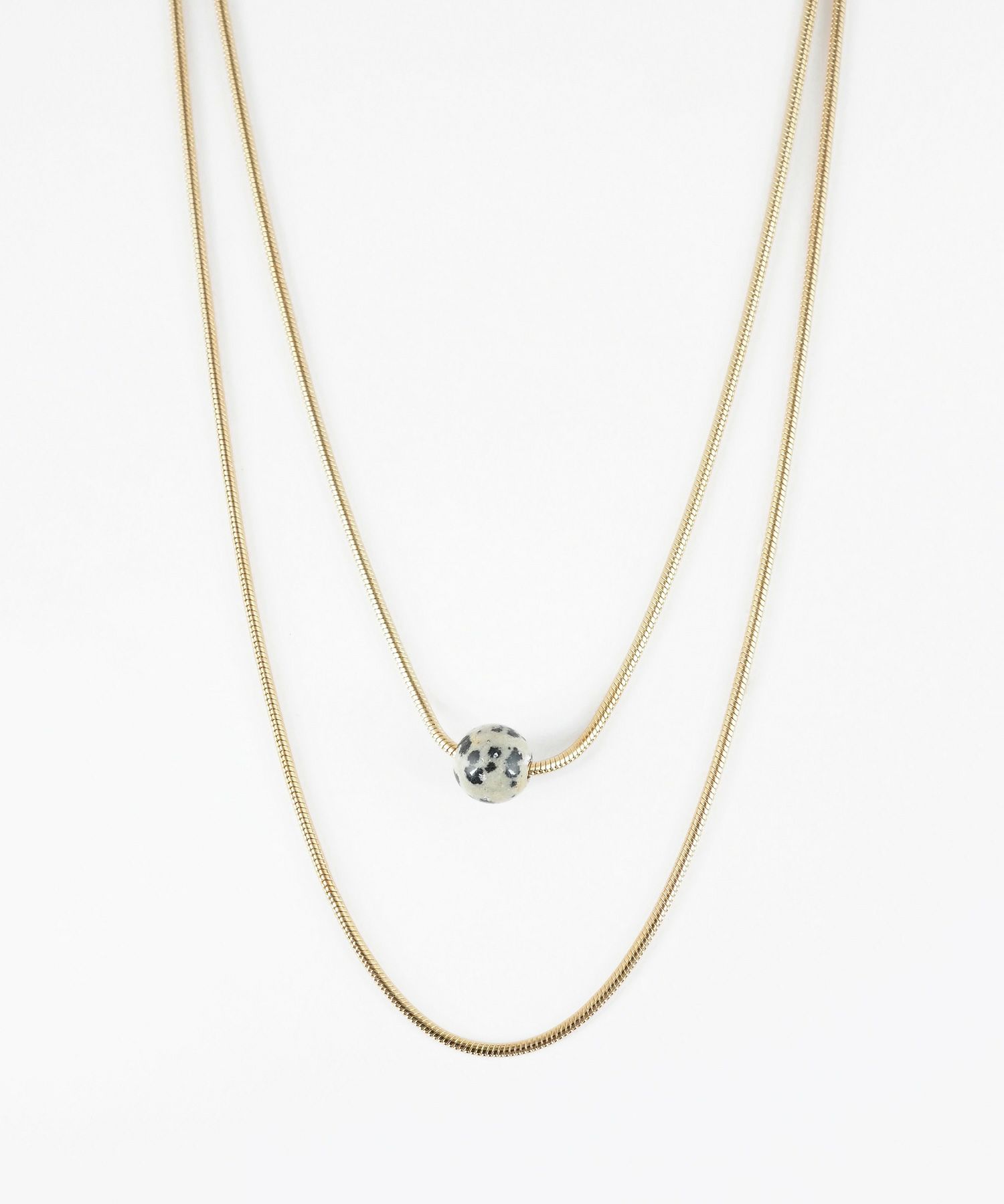 ストーン2連ショートネックレス【MUK blossom stone】