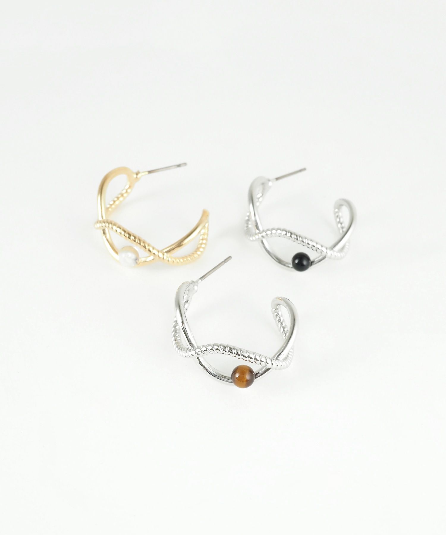 ストーンエリプスクロスピアス【MUK blossom stone】