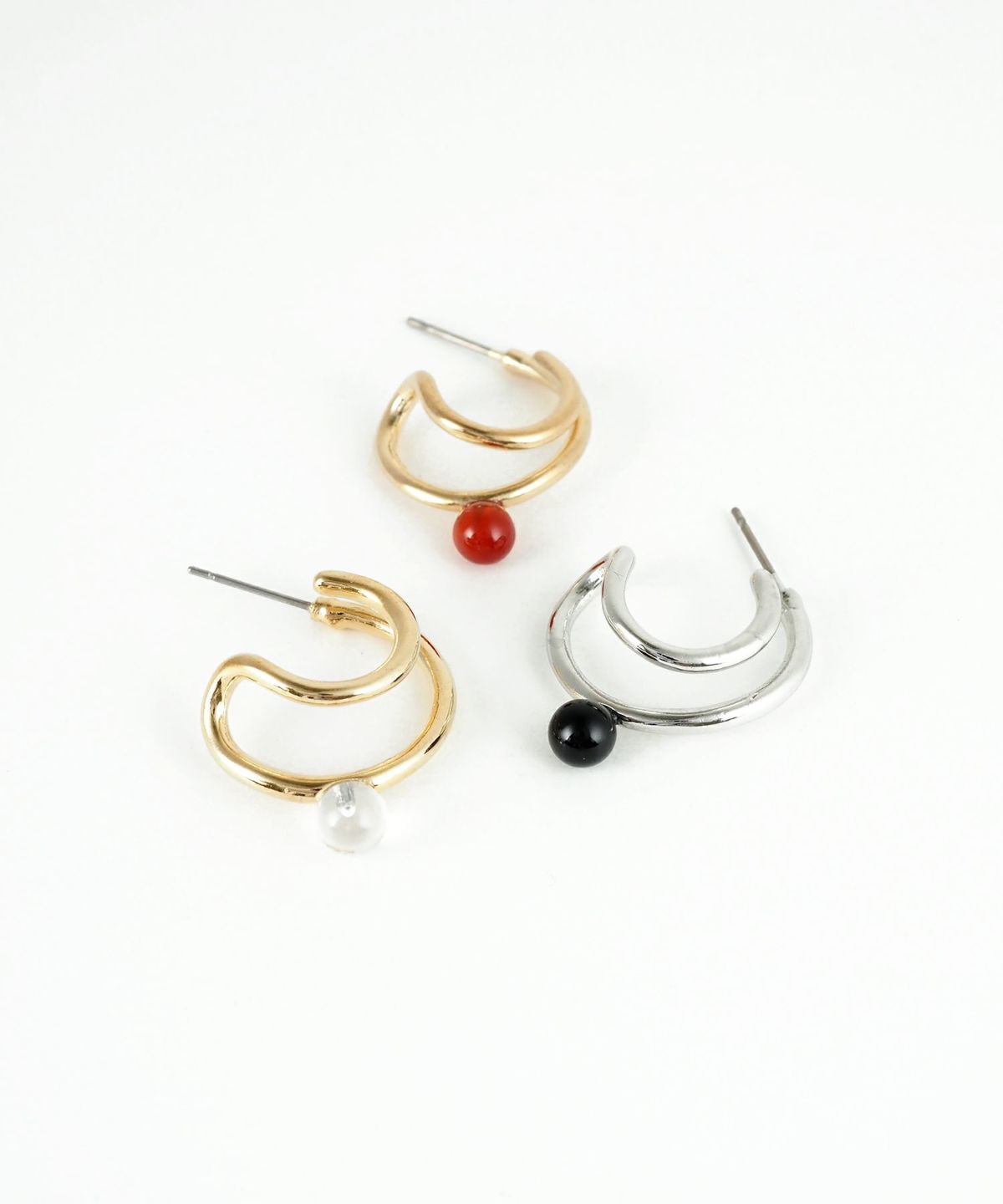 ストーン2連フープピアス【MUK blossom stone】