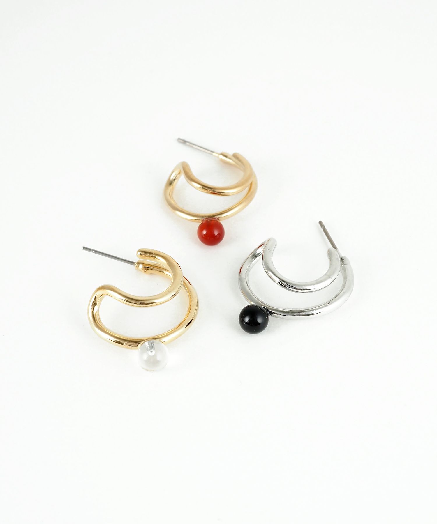 ストーン2連フープピアス【MUK blossom stone】