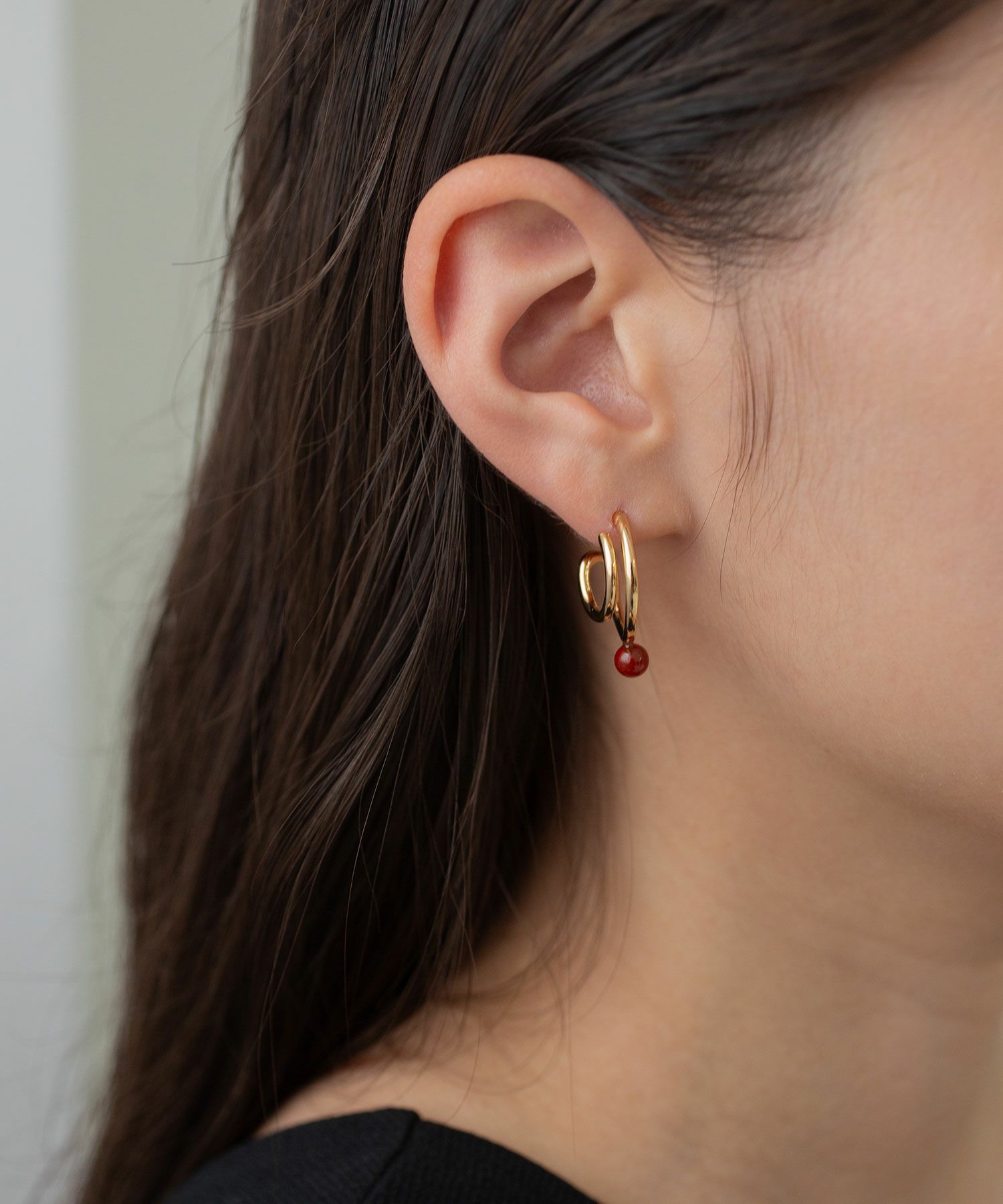 ストーン2連フープピアス【MUK blossom stone】