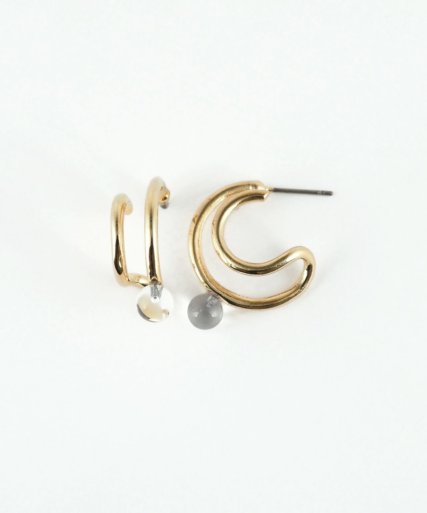 ストーン2連フープピアス【MUK blossom stone】