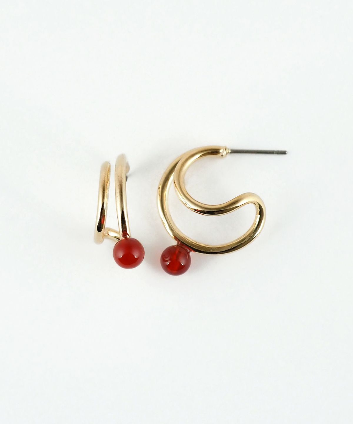 ストーン2連フープピアス【MUK blossom stone】