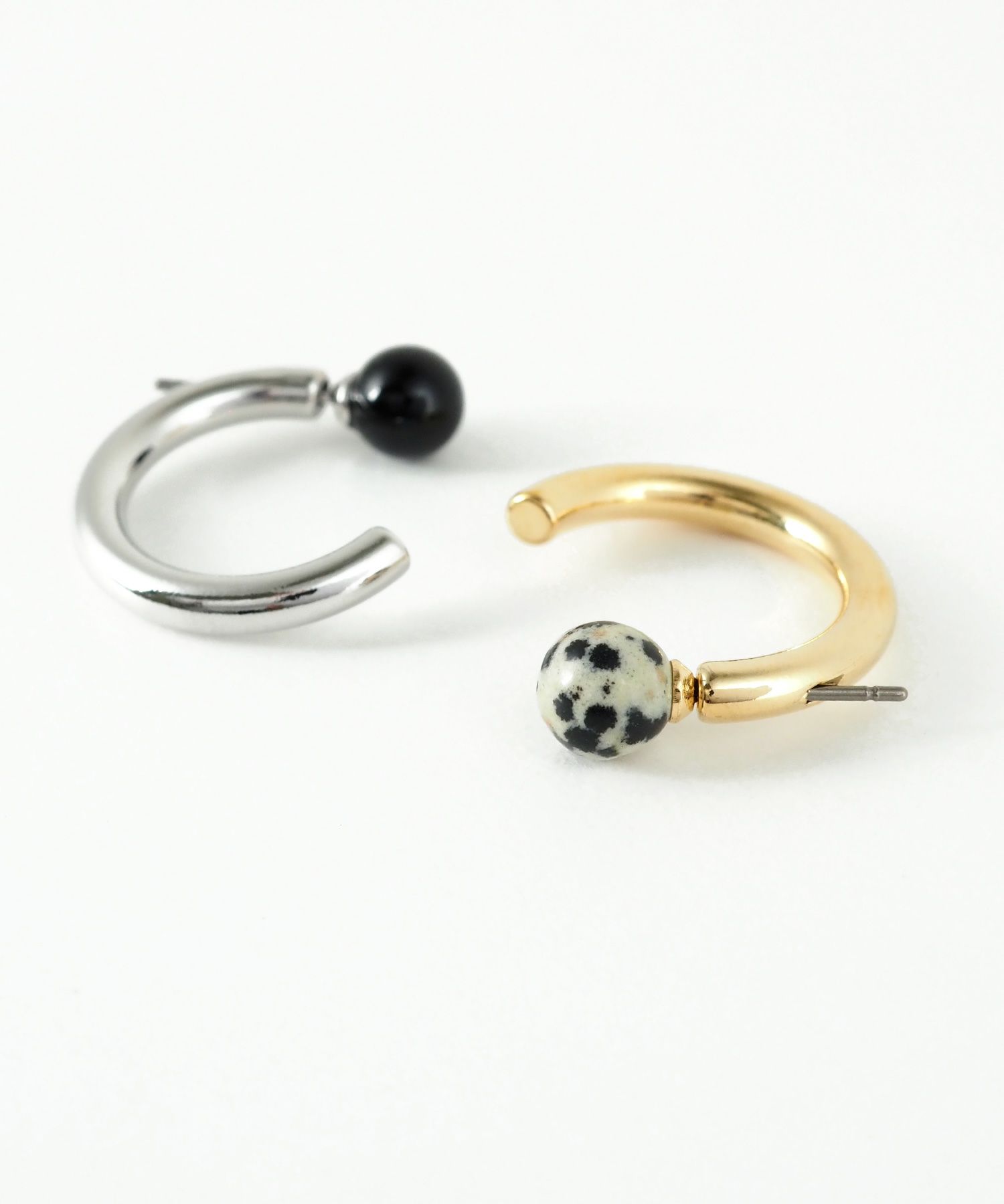 ストーンCカールフープピアス【MUK blossom stone】