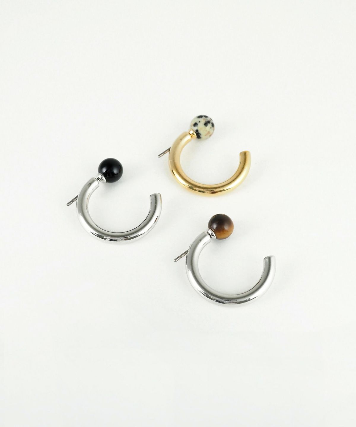 ストーンCカールフープピアス【MUK blossom stone】