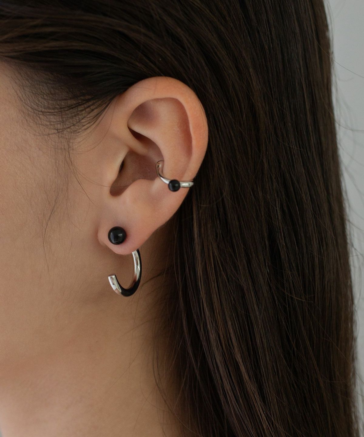 ストーンCカールフープピアス【MUK blossom stone】