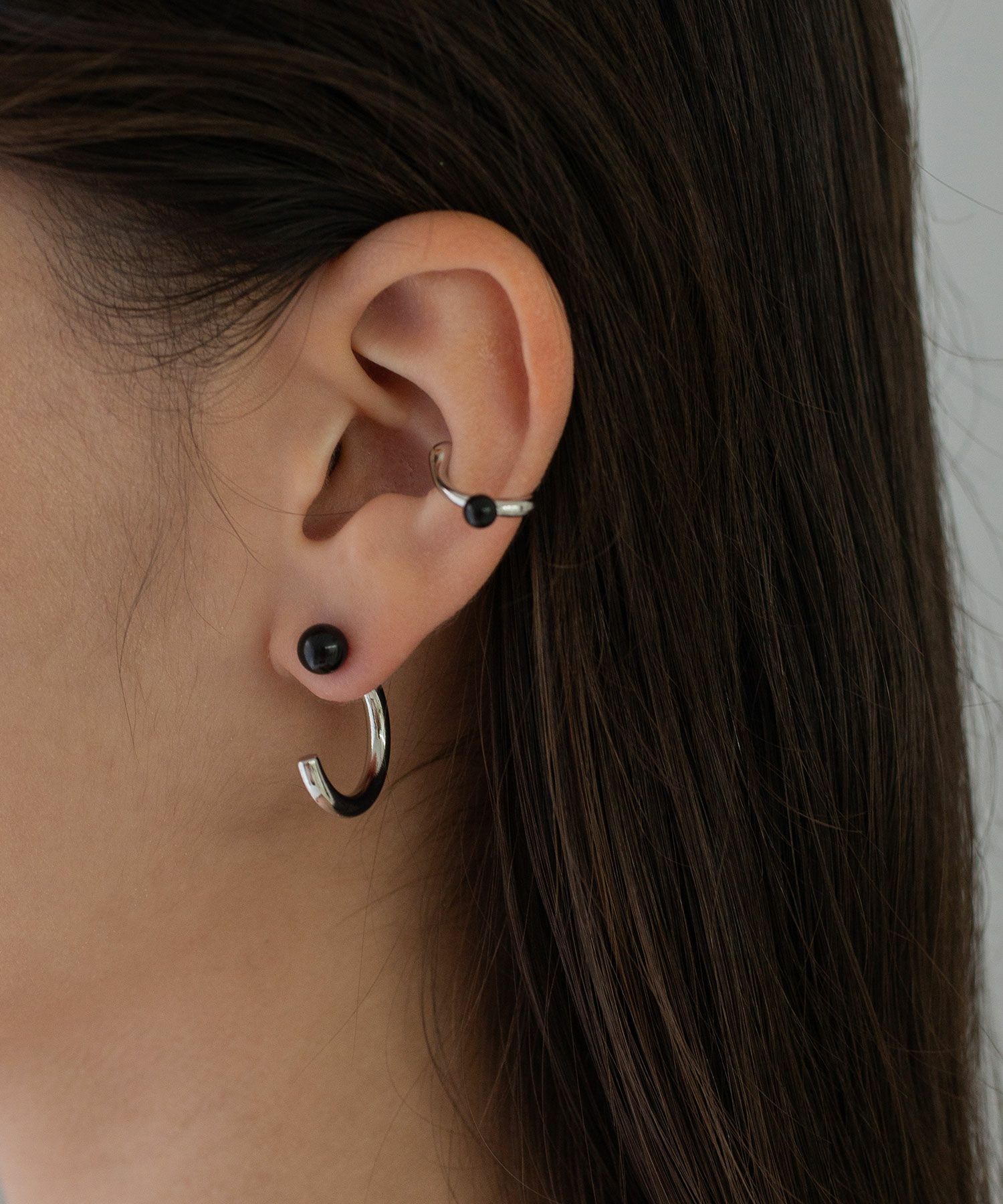 ストーンCカールフープピアス【MUK blossom stone】