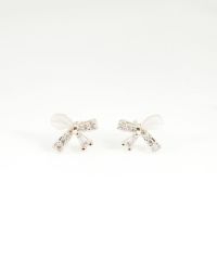 アシンメトリーリボンキャッツアイチタンポストピアス