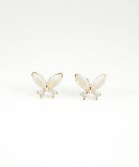 クラッシーバタフライキャッツアイチタンポストピアス