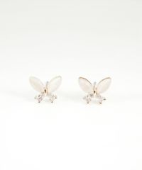 クラッシーバタフライキャッツアイチタンポストピアス