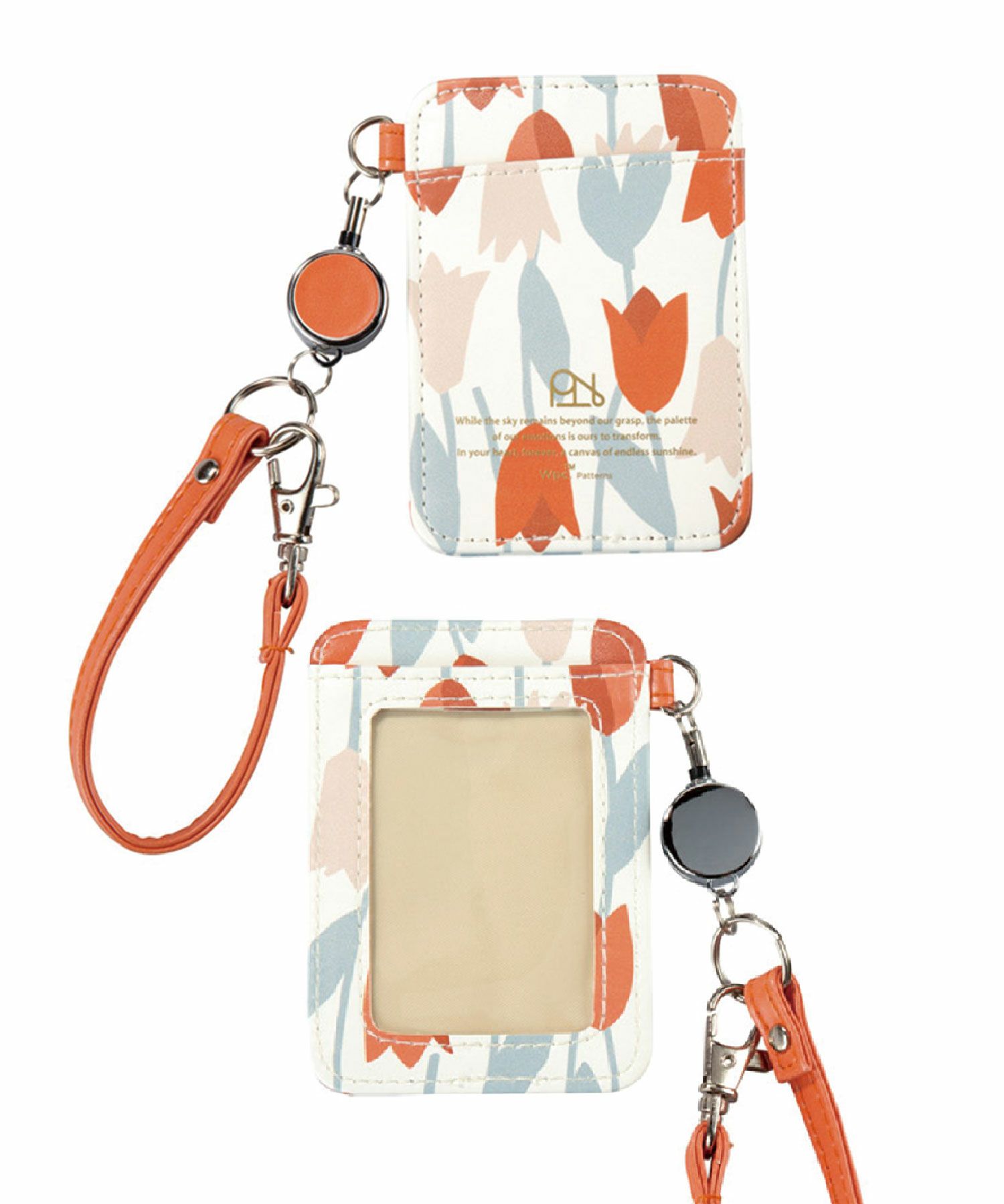 合皮プリントリール付きパスケース