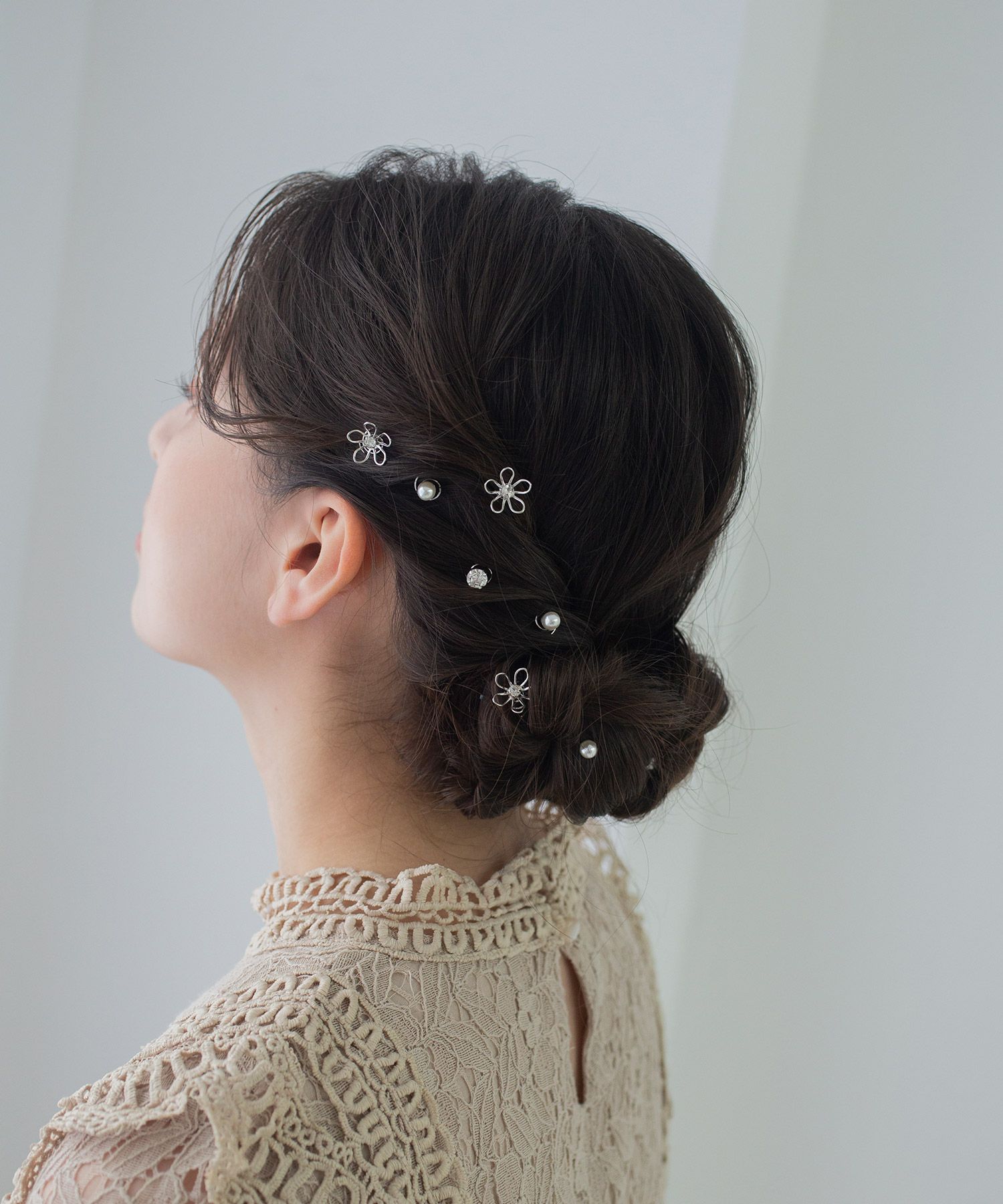 メタルフラワーヘアビジューセット