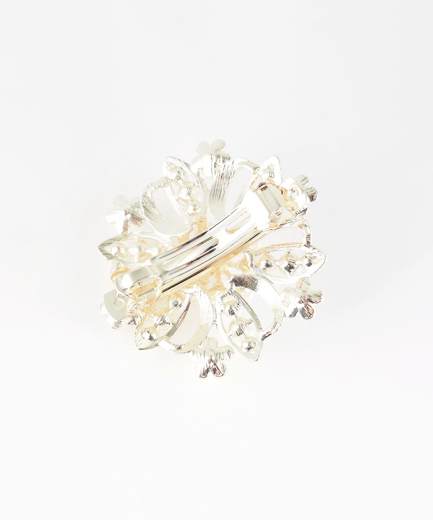 メタルフラワーパールバレッタ