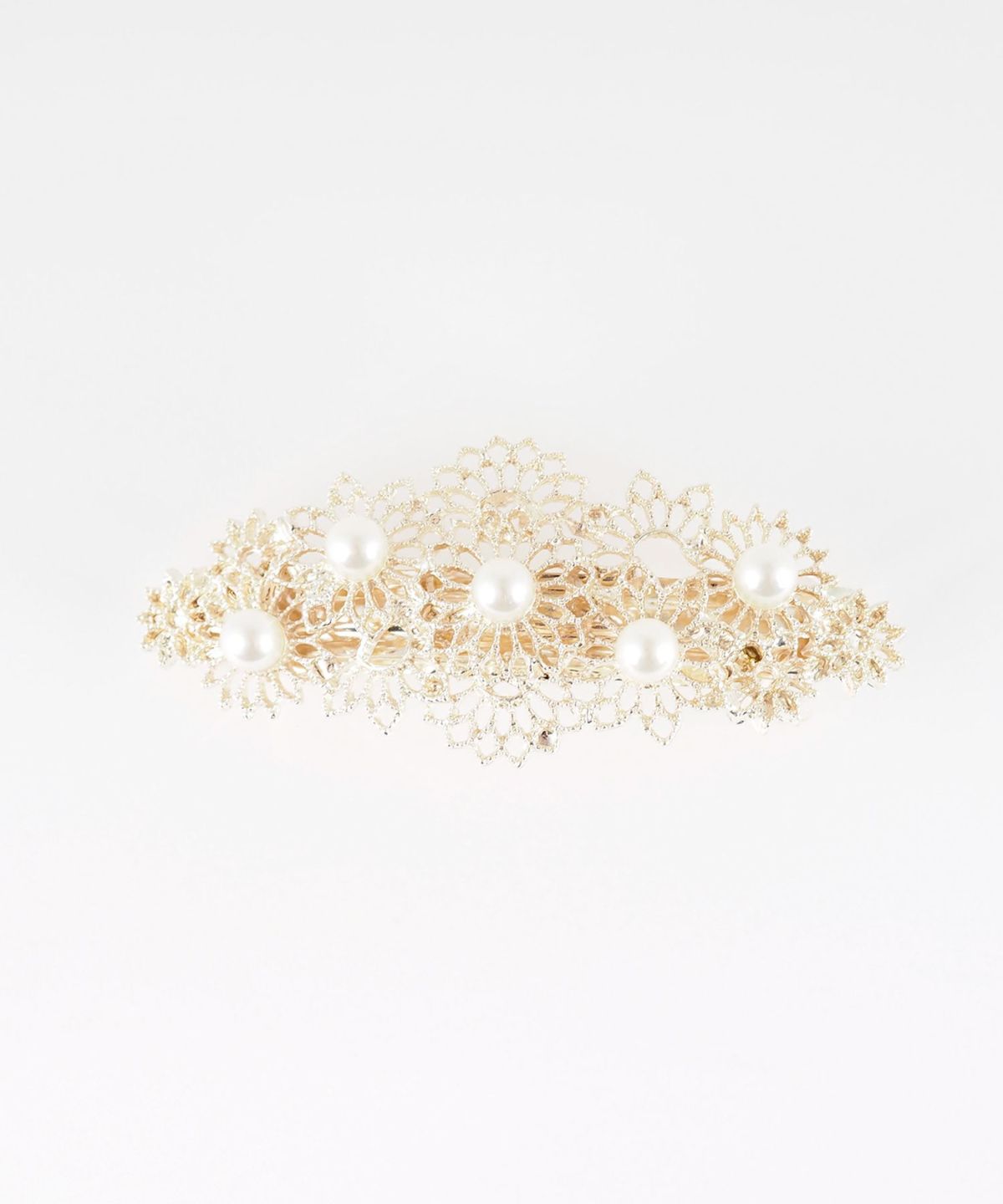 レースフラワーパールバレッタ