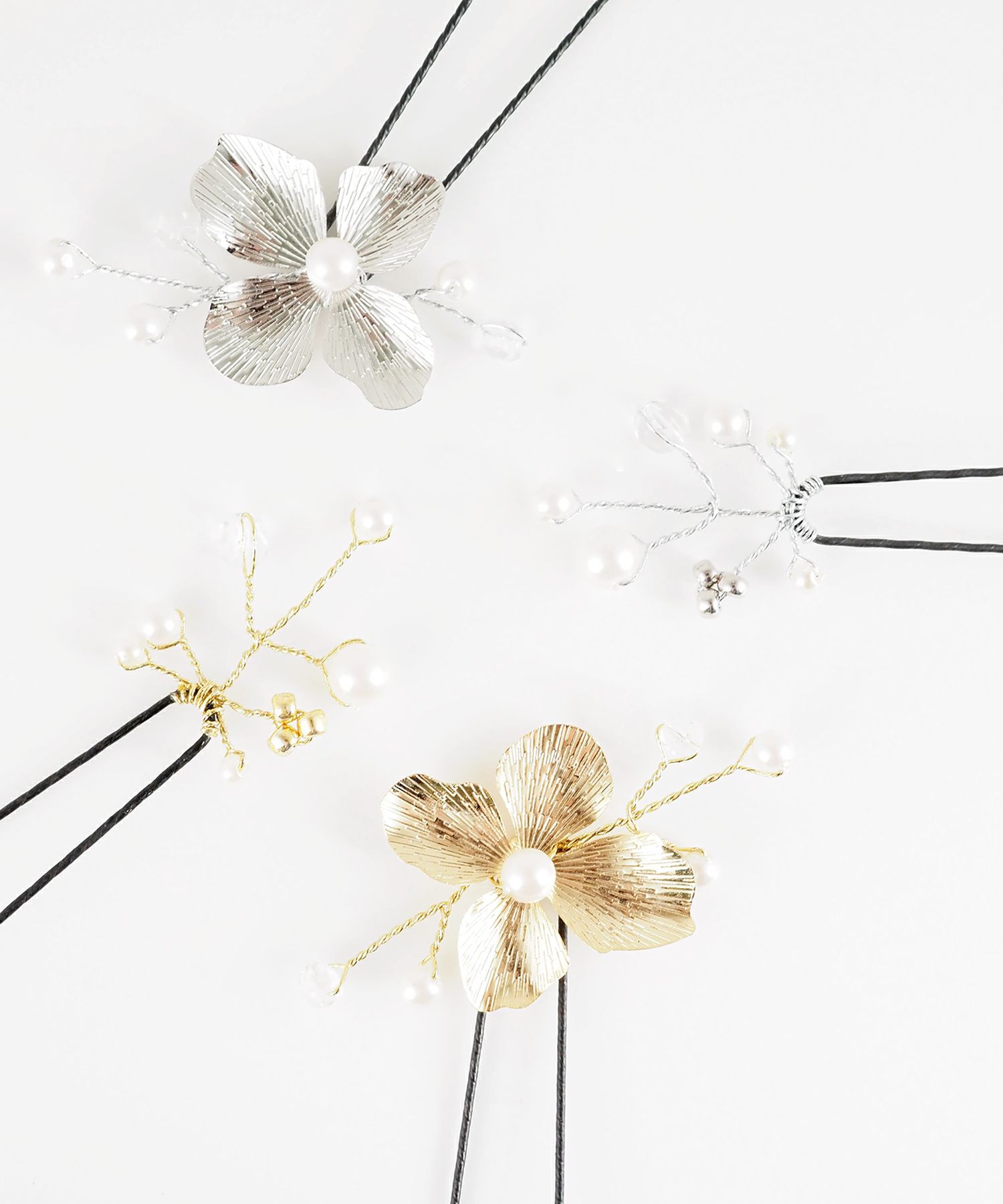 メタルフラワービーズUピン2Pセット