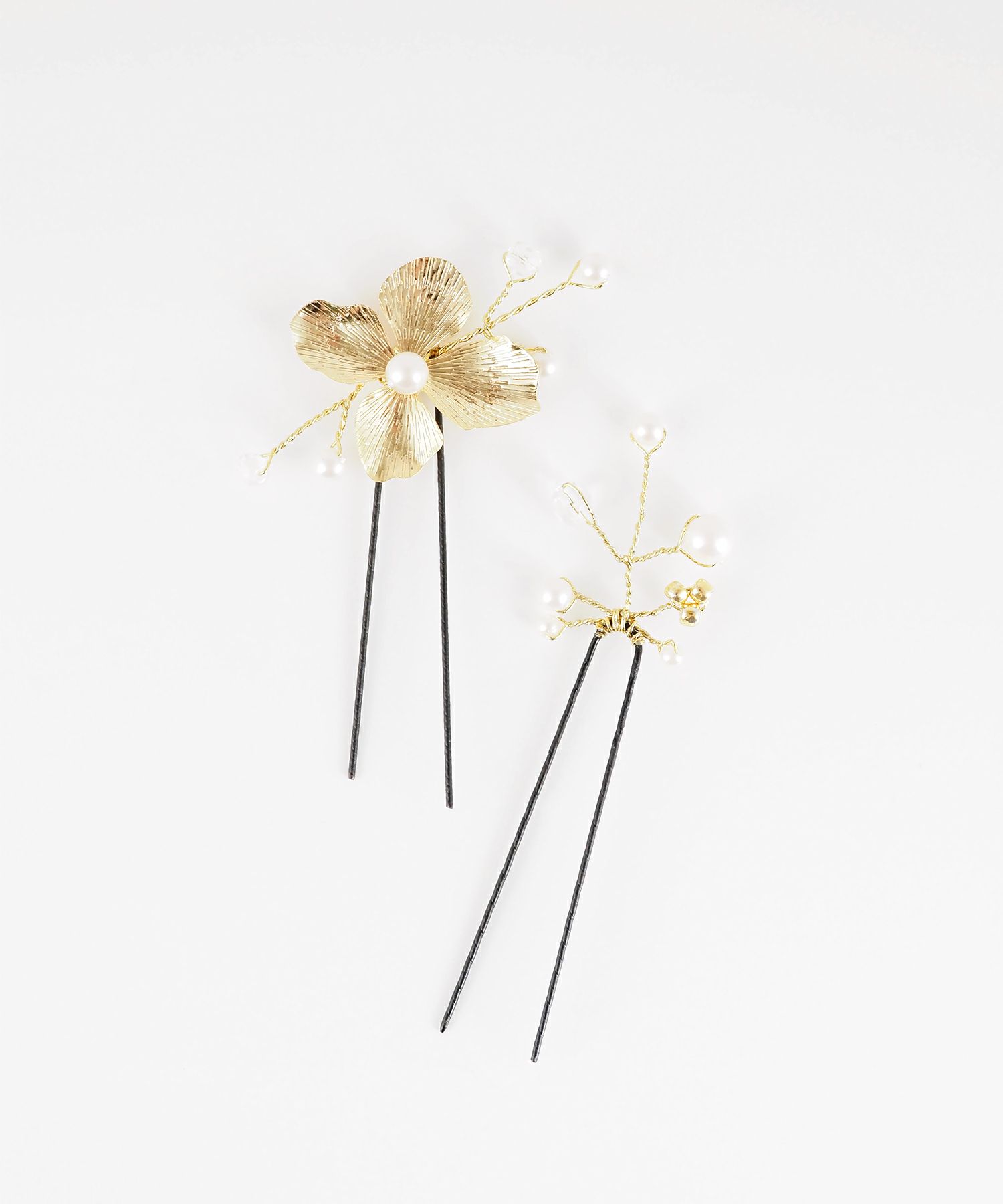 メタルフラワービーズUピン2Pセット