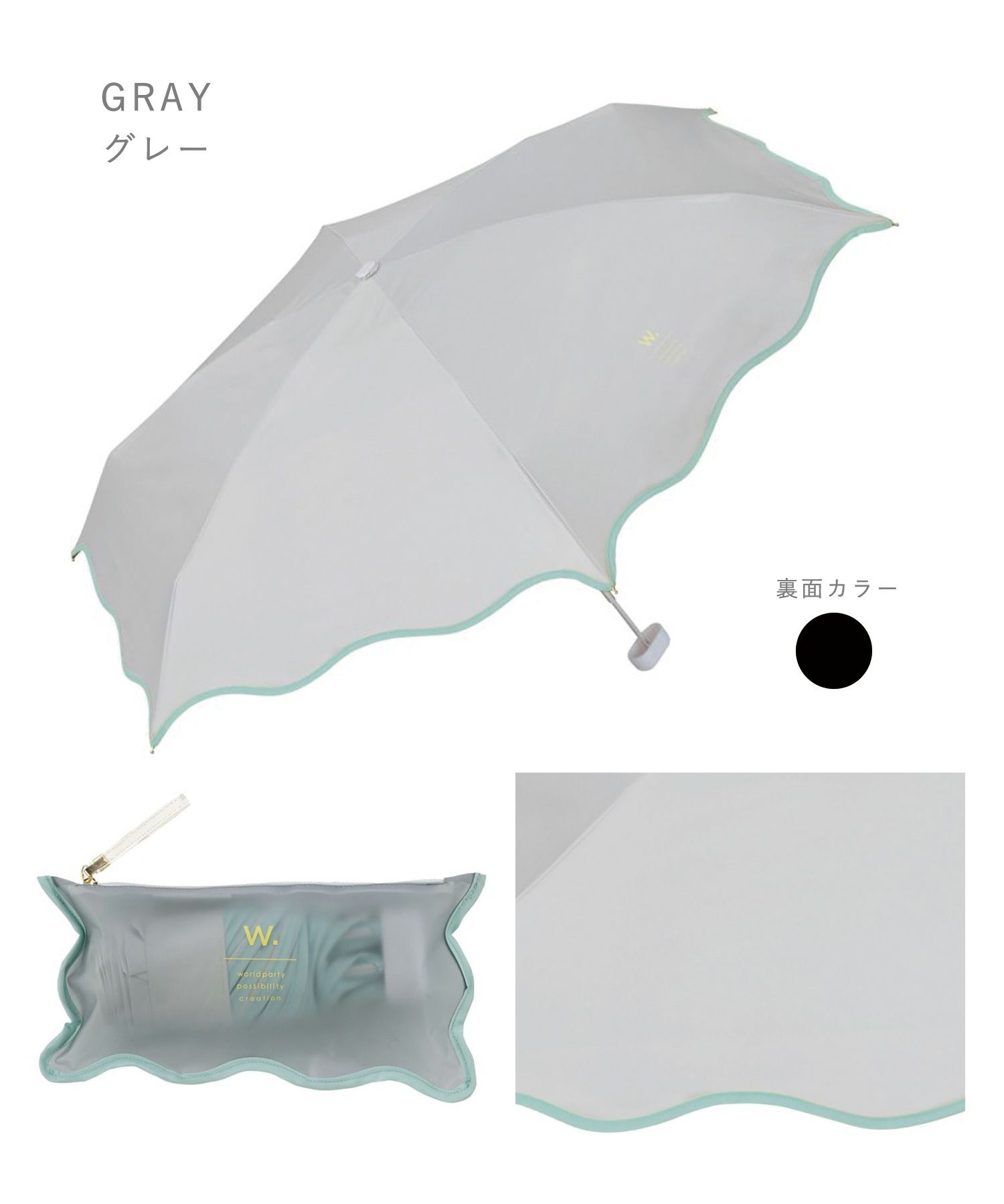 遮光ウェーブパイピングパラソル 折りたたみ晴雨兼用日傘