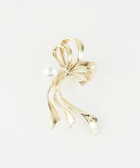 リボンノットパールブローチ