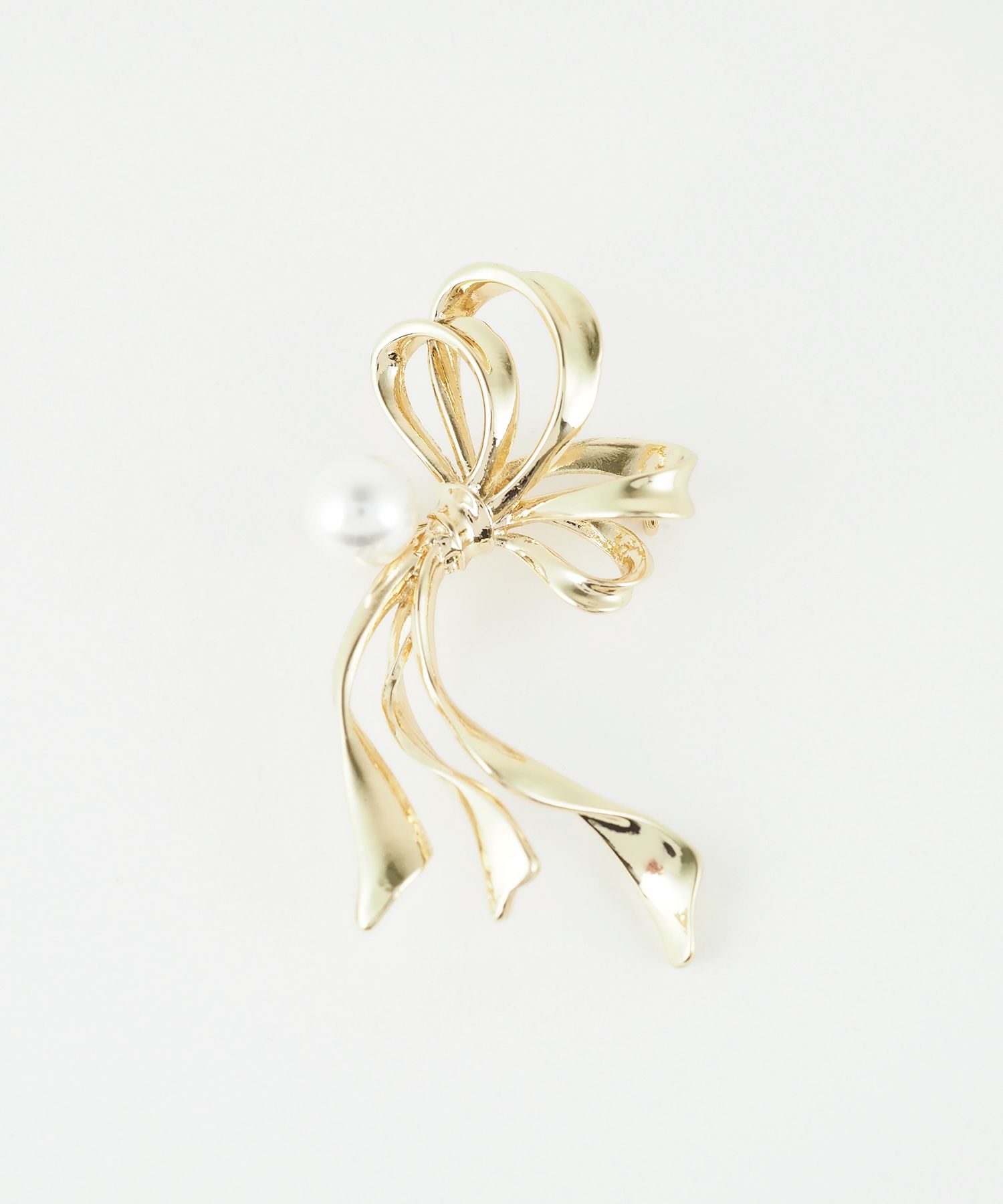 リボンノットパールブローチ