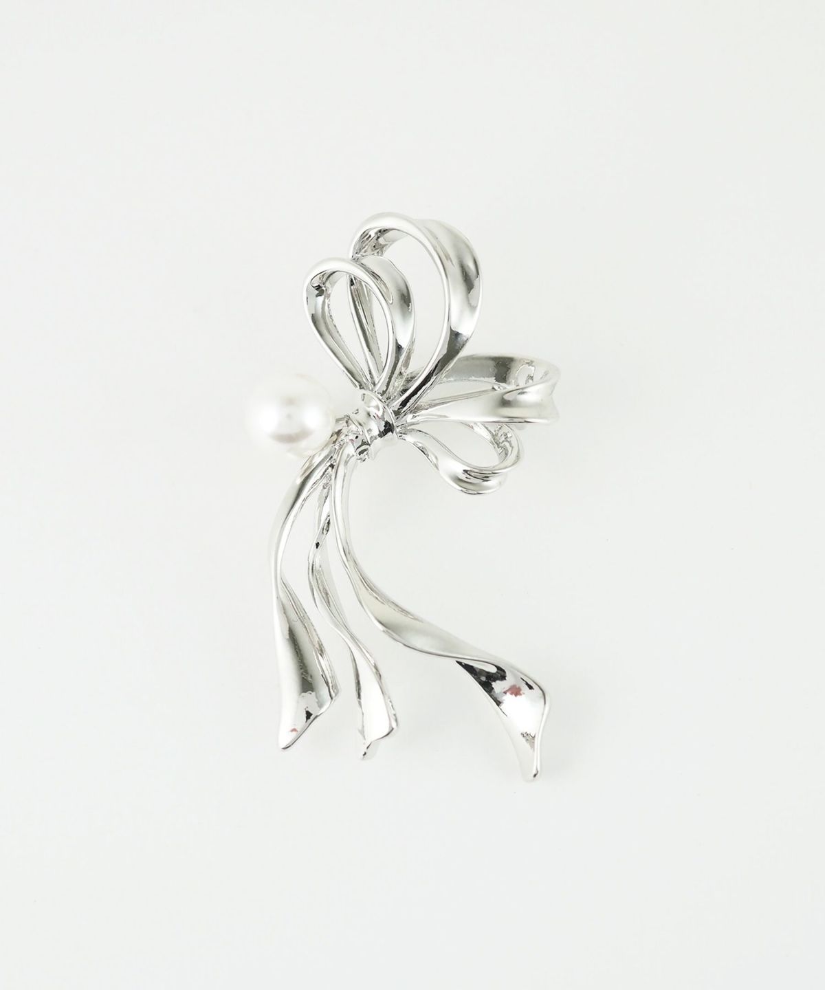 リボンノットパールブローチ