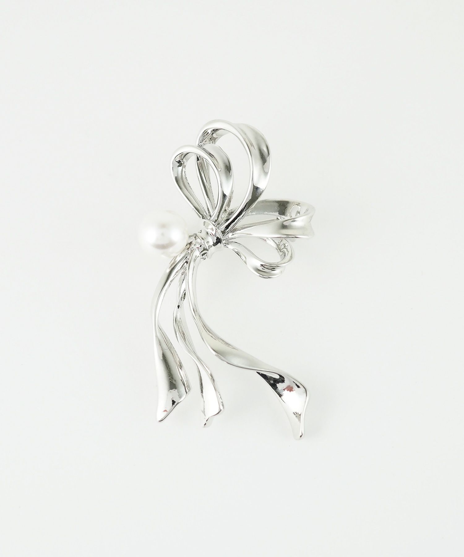 リボンノットパールブローチ