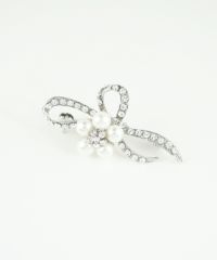 フラワーパールリボンストーンブローチ