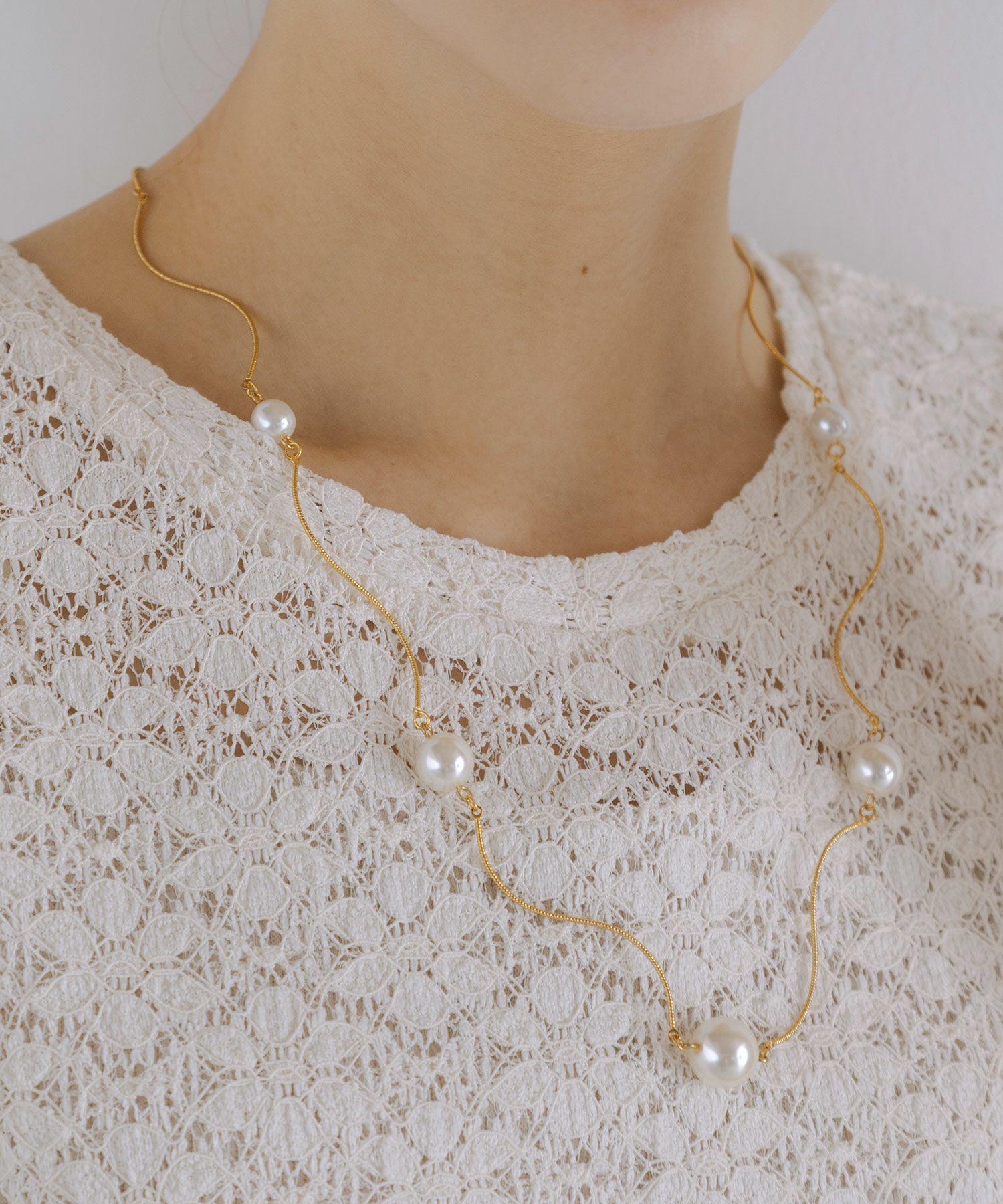 ステーションパールウェーブネックレス