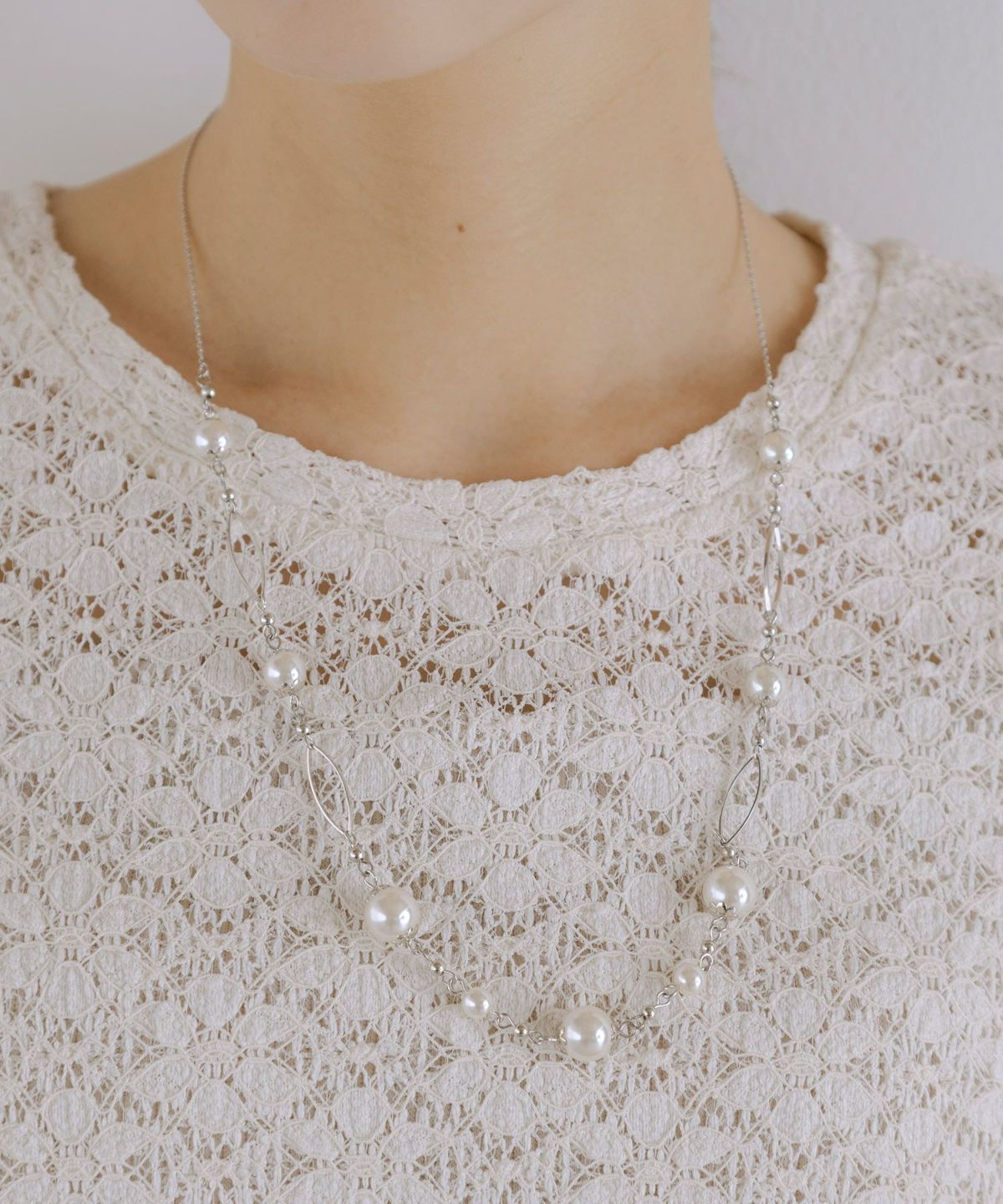 ステーションパールデザインチェーンネックレス