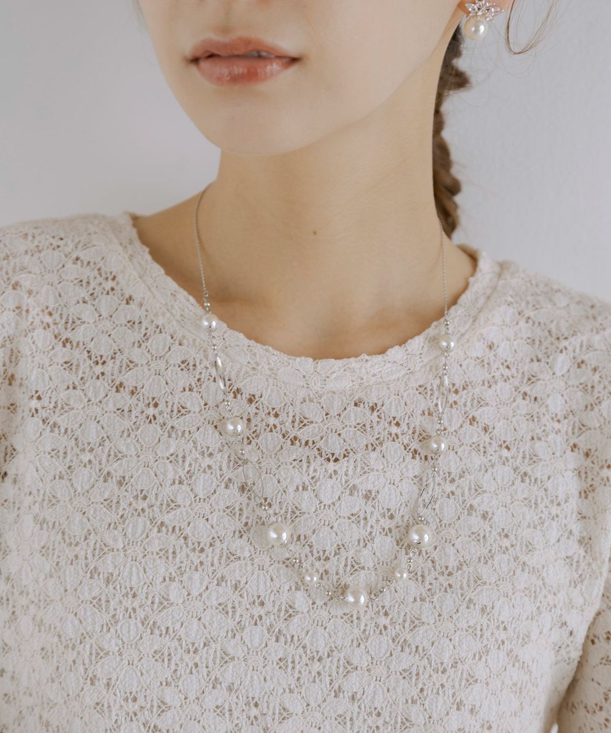 ステーションパールデザインチェーンネックレス