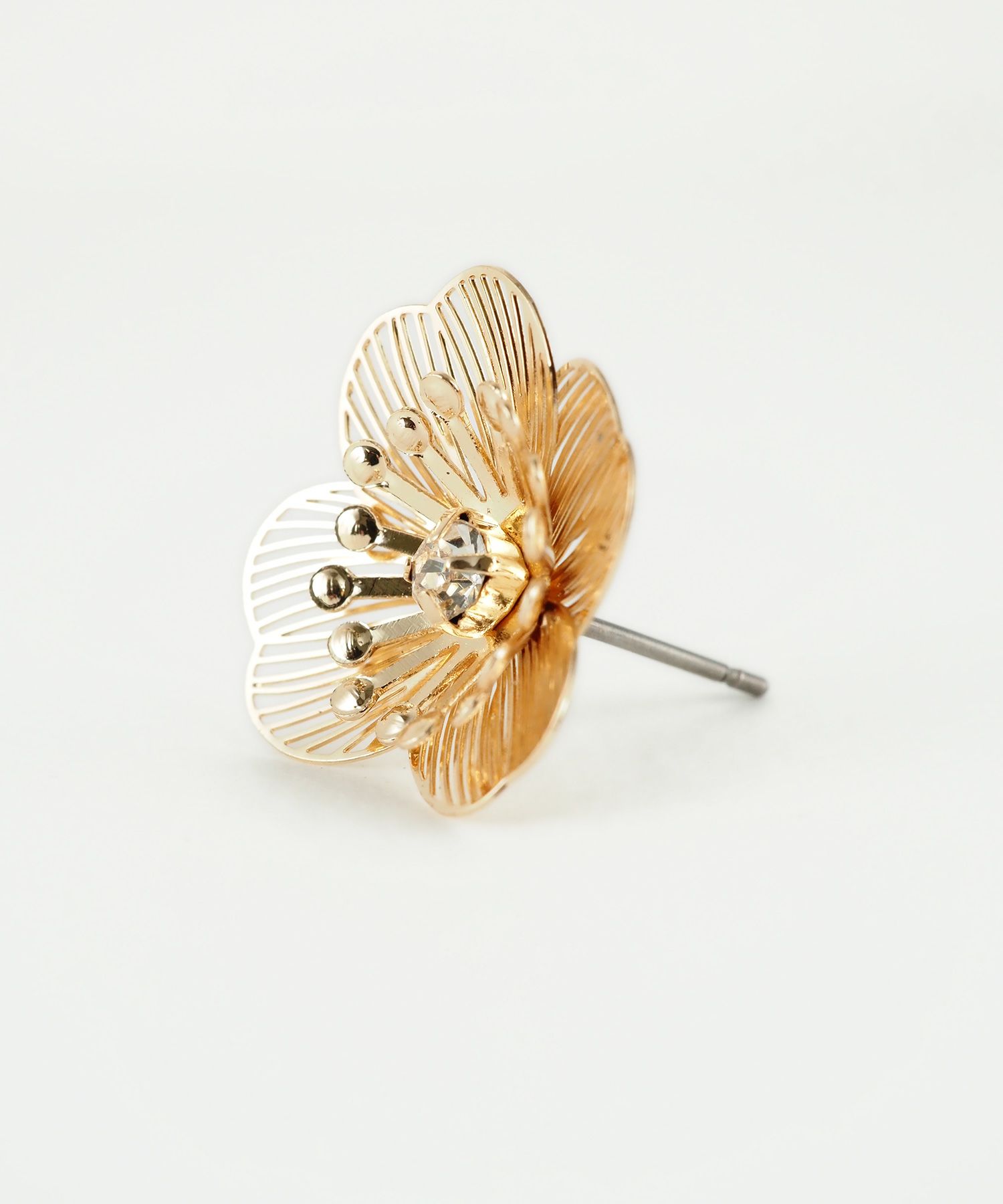 透かしフラワーチタンポストピアス