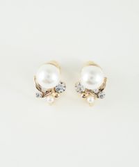 ワンポイントパールビジューイヤリング