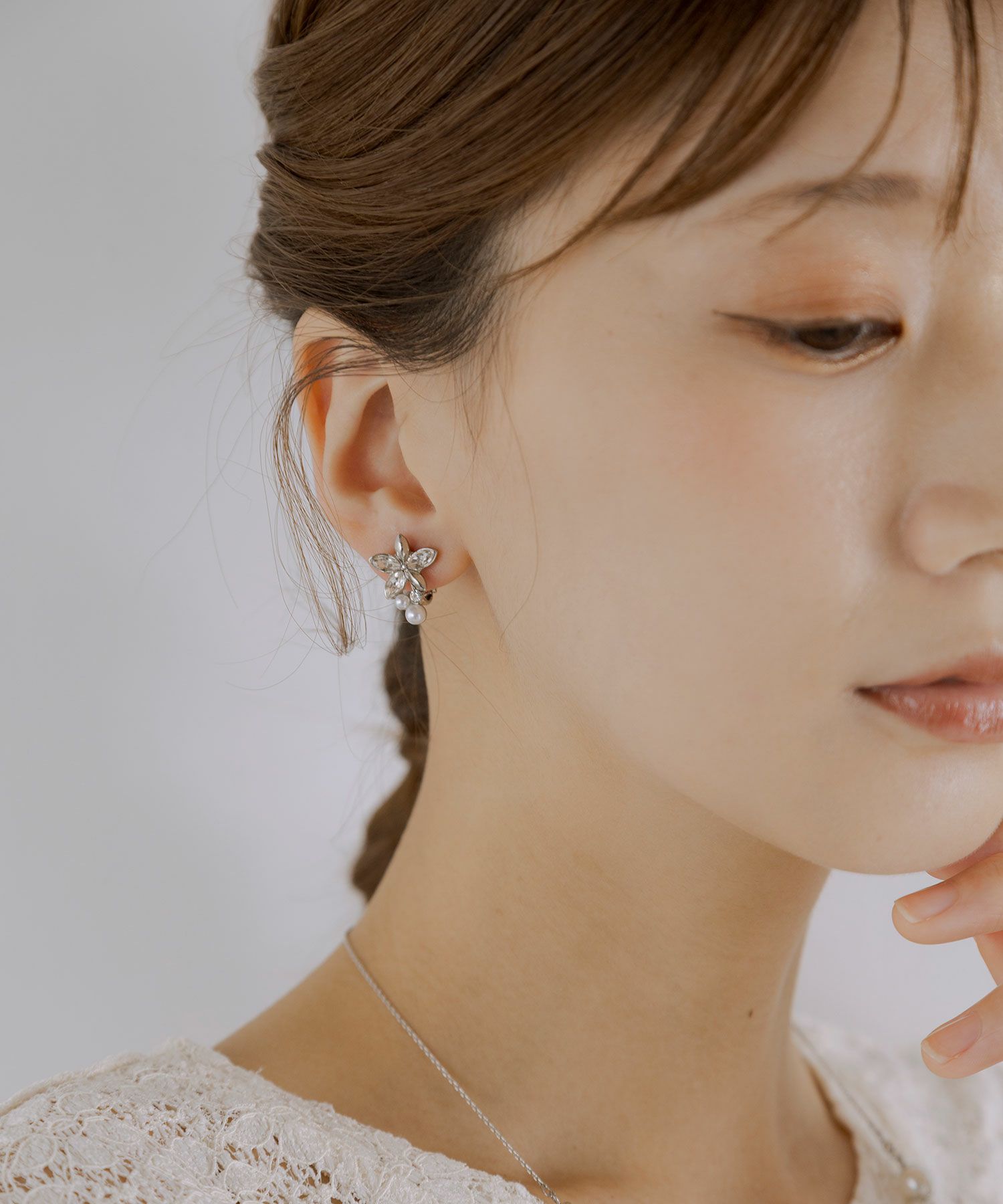 フラワーパールビジューイヤリング