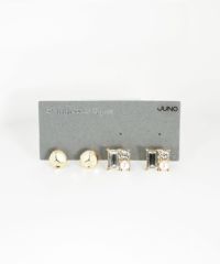 スクエアパールストーンセットサージカルステンレスポストピアス