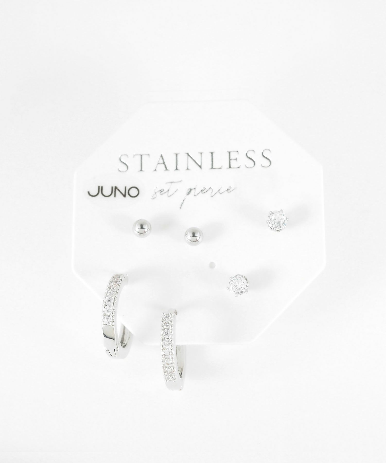 ラインストーンフープセットステンレスピアス