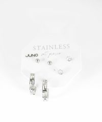 ジオメトリックフープセットステンレスピアス