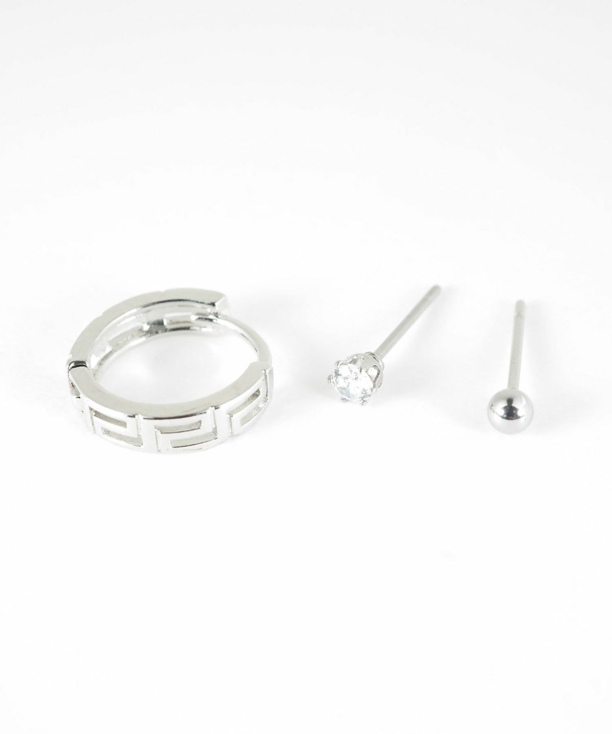 ジオメトリックフープセットステンレスピアス