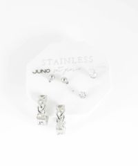 クロスラインフープセットステンレスピアス