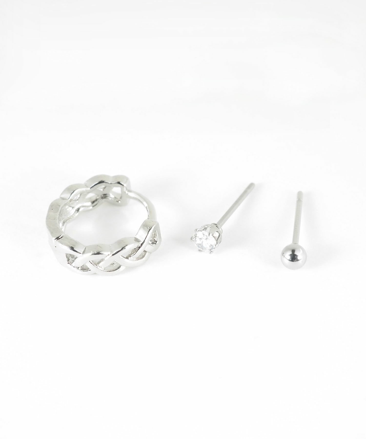 クロスラインフープセットステンレスピアス